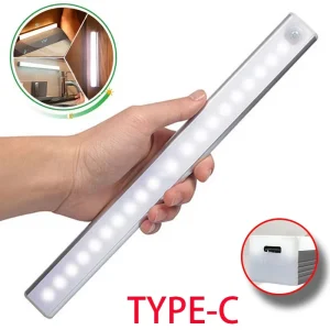 LED Motion Sensor Light USB Rechargeable Magnetic Wireless Under Cabinet Night L