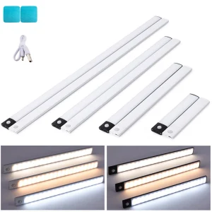 PIR Motion Sensor Under Closet LED Light USB Rechargeable Magnetic Cabinet Lamp