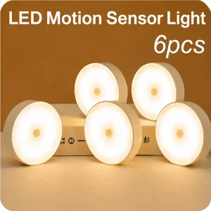 LED Motion Sensor Under Cabinet Closet Night Light USB Rechargeable Kitchen Lamp