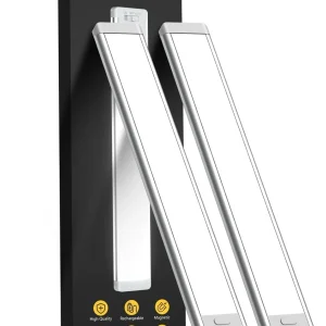 MCGOR 10inch Under Cabinet Lighting, 2 Pack Rechargeable Motion Sensor Light